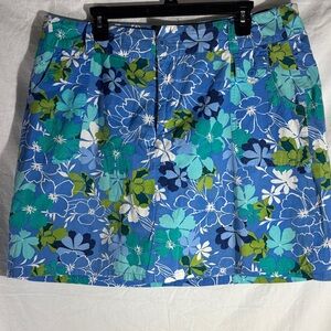 Blue Floral A-Line Skirt